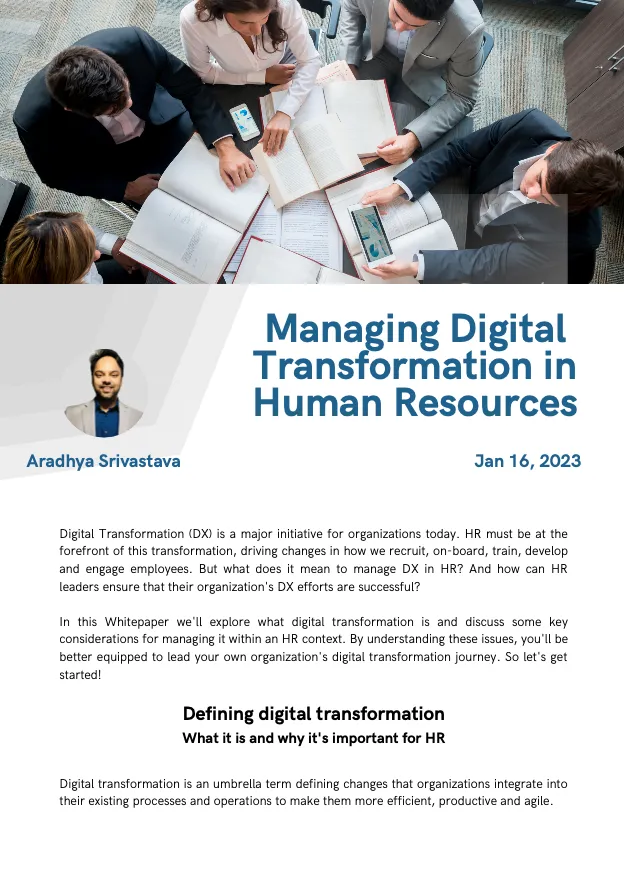 Managing Digital Transformation in Human Resource